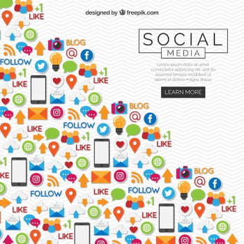 Social media elements background in flat style