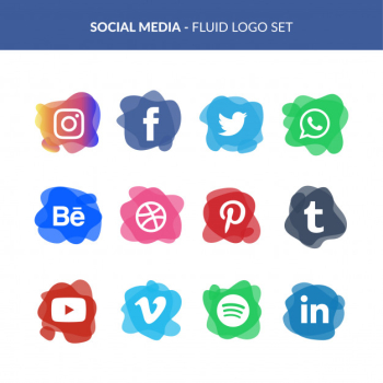 Social media logo set in fluid style Free Vector Social media logo set in fluid style Free Vector