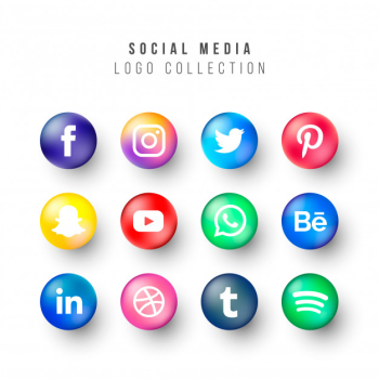 Social media logos collection with realistic circles Free Vector Social media logos collection with realistic circles Free Vector
