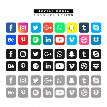 Social media logos in different colors Social media logos in different colors