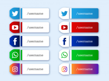 Social media lower third modern icons set Free Vector