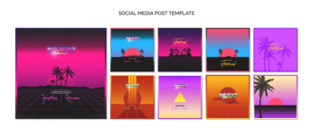 Social media post template collection for 80s music festival Free Psd Social media post template collection for 80s music festival Free Psd