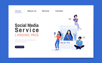 Social media service landing page layout vector Social media service landing page layout vector