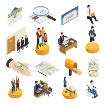 Social security isometric icons Free Vector Social security isometric icons Free Vector