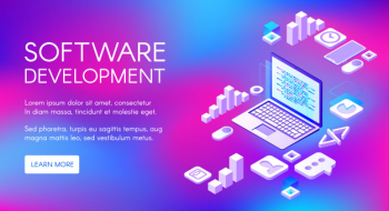 Software development illustration of digital programming technology for computer