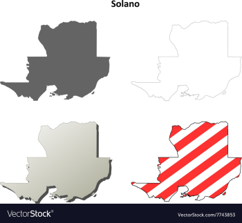 Solano County California outline map set vector image Solano County California outline map set vector image