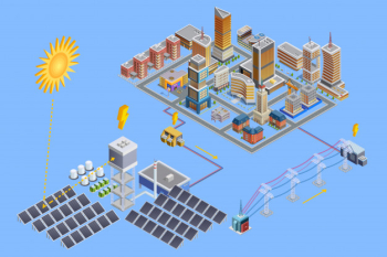 Solar station isometric poster Solar station isometric poster