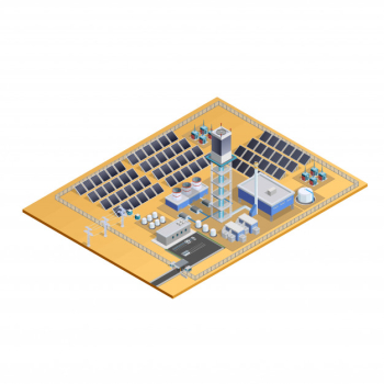 Solar station model isometric image Solar station model isometric image