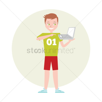 Son holding a laptop Son holding a laptop