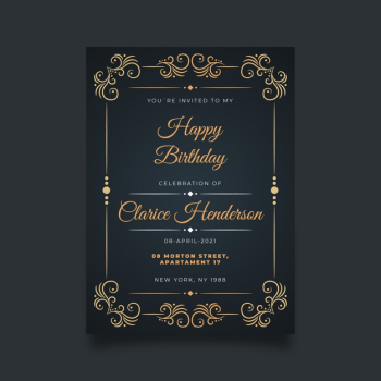 Sophisticated birthday invitation template Free Vector Sophisticated birthday invitation template Free Vector