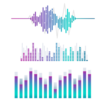 Sound wave equalizer vector design set Sound wave equalizer vector design set