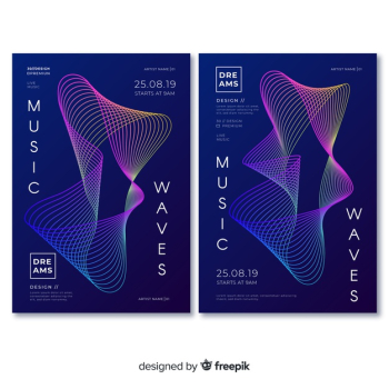 Sound wave music poster template Free Vector Sound wave music poster template Free Vector