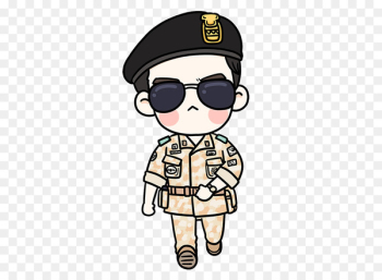 South Korea Kang Mo-yeon Cartoon Korean drama - Wearing sunglasses soldiers 