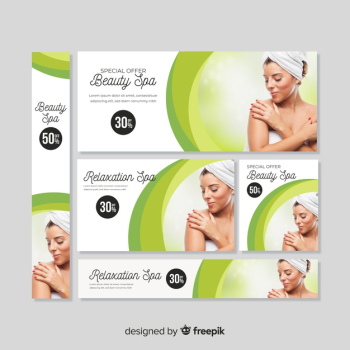 Spa banner collection with photo Spa banner collection with photo