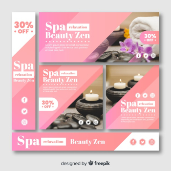 Spa banner collection with photo Spa banner collection with photo