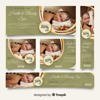 Spa banner collection with photo Free Vector Spa banner collection with photo Free Vector