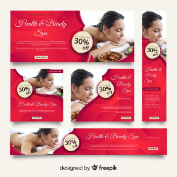 Spa banner collection with photo Free Vector Spa banner collection with photo Free Vector