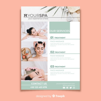 Spa brochure template with photo Free Vector