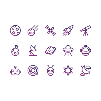 Space and astronomy icons