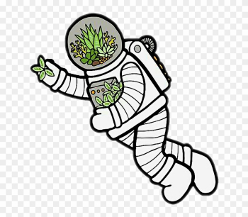 Space Astronaut Plant Leaf Plants Spaceman Outer Space - Sticker Cartoons