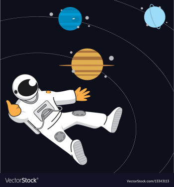 Space banner with astonaut neptune saturn vector image Space banner with astonaut neptune saturn vector image