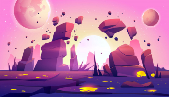 Space game background with landscape of planet Free Vector Space game background with landscape of planet Free Vector