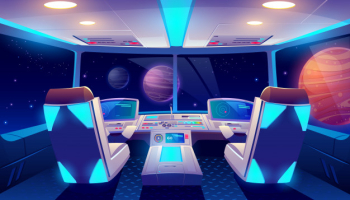 Spaceship cockpit interior space and planets view Free Vector Spaceship cockpit interior space and planets view Free Vector