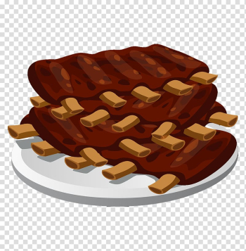 Spare ribs illustration , Spare ribs Barbecue grill Barbecue sauce , The ribs on the plate transparent background PNG clipart