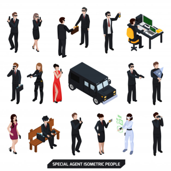 Special agent isometric people Free Vector Special agent isometric people Free Vector