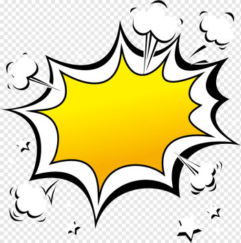 Speech balloon Comics Illustration, Cartoon explosion effects border, black and yellow speech balloon template, border, cartoon Character, white png