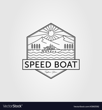 speed boat or ship on ocean logo design