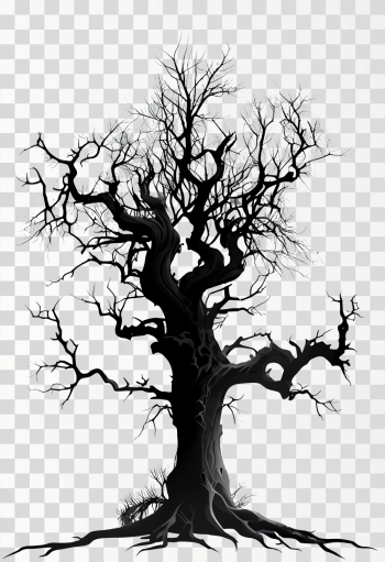 Spooky Tree PNG transparent - Black and white