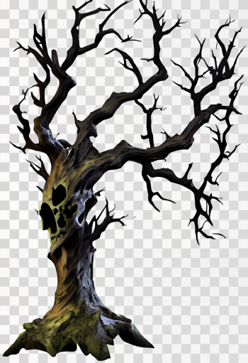 Spooky Tree PNG transparent, halloween tree, tree with skull