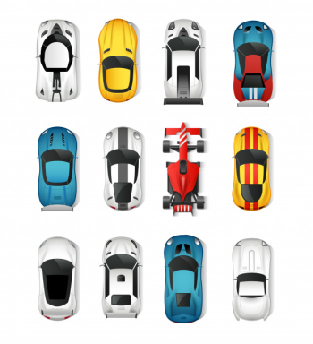 Sport cars top view set