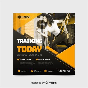 Sport flyer with photo Free Vector