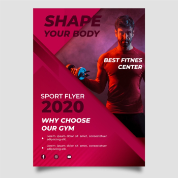 Sport poster design fitness center Free Vector Sport poster design fitness center Free Vector