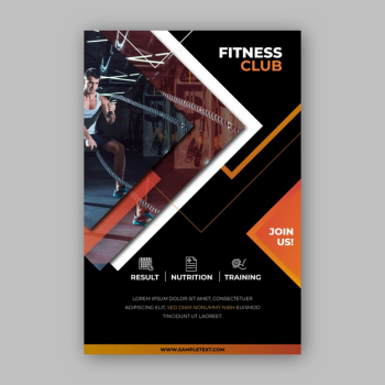 Sport poster design fitness club Free Vector Sport poster design fitness club Free Vector