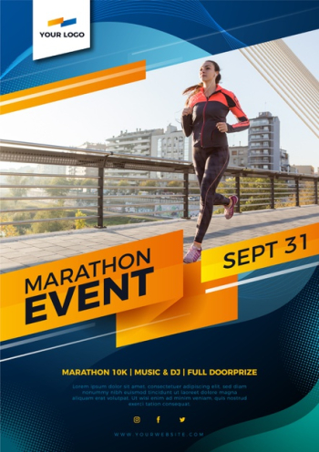 Sport poster design for marathon Free Vector