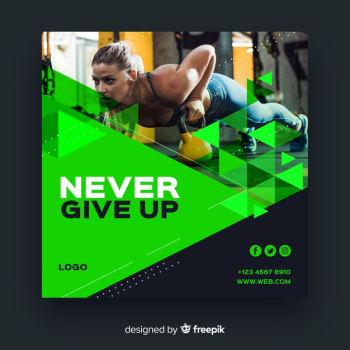 Sport square banner with photo Free Vector Sport square banner with photo Free Vector