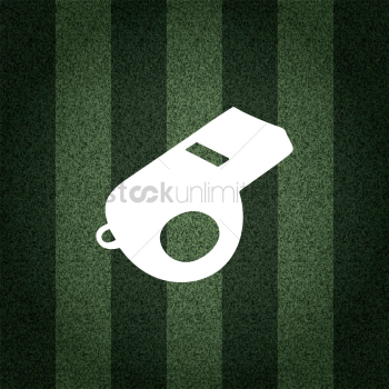 Sports whistle on striped background Sports whistle on striped background