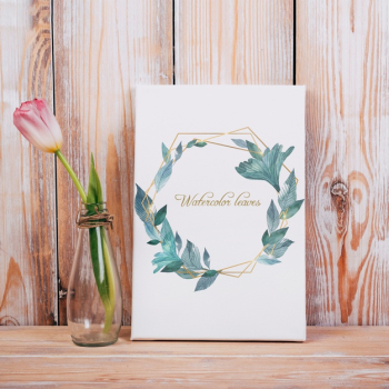 Spring canvas mockup with decorative beautiful tulip Free Psd