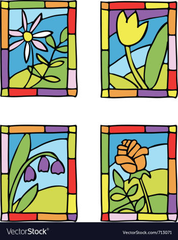 Spring flower stained glass vector image Spring flower stained glass vector image