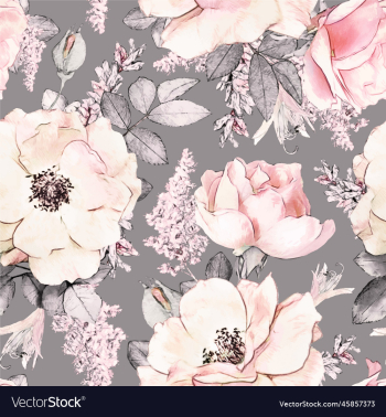 spring flower with pink color repeat design grey