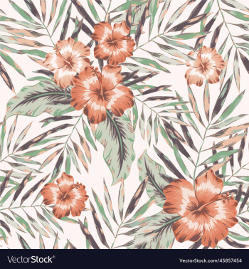 spring flower with tropical leaves repeat design