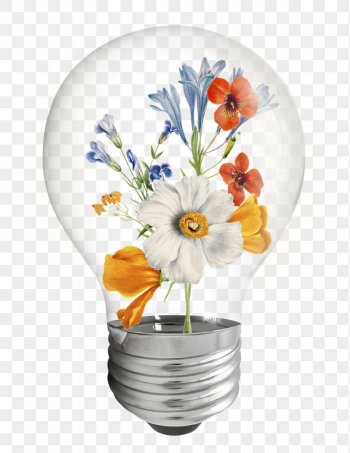 Spring flowers png light bulb, | Free PNG - rawpixel