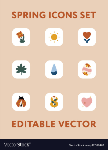 spring icons in pastel color app designs