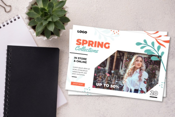 Spring sale flyer mock-up Free Vector