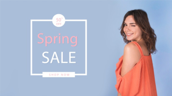 Spring sale mockup with stylish woman Free Psd Spring sale mockup with stylish woman Free Psd