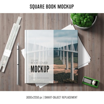 Square book mockup