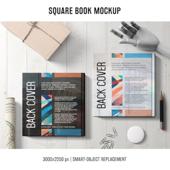 Square book mockup